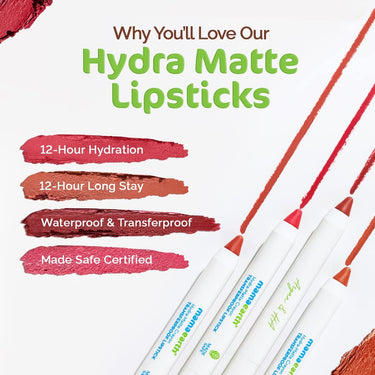 Mamaearth Hydra-Matte Crayon Transferproof Lipstick with Argan Oil & Hyaluronic Acid - 04 Passionfruit Wine 2.4 g